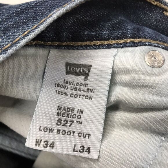 Y2K LEVIS 527 Low Boot Cut Jeans Men 34x34 Distress Denim Blue Cowboy Western - Picture 14 of 16